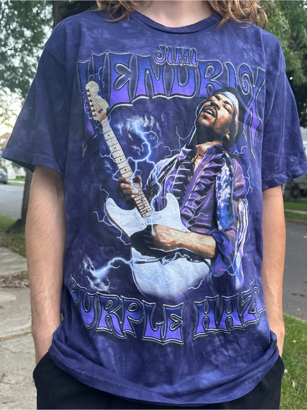 Liquid Blue Purple Tie-Dye Jimi Hendrix Graphic Tee